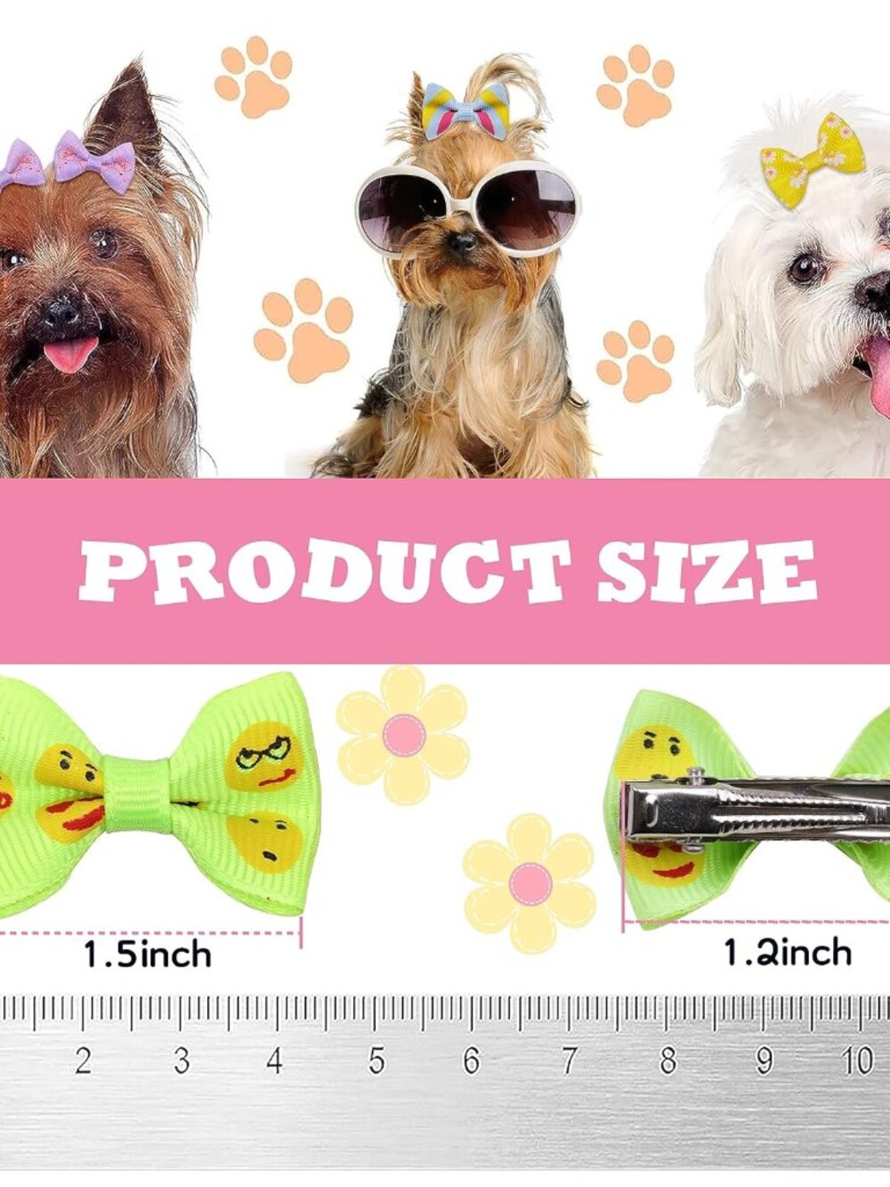 60PCS 30 Paris Cute Puppy Dog Small Bowknot Hair Bows with Metal Clips Handmade - Picture 3 of 6